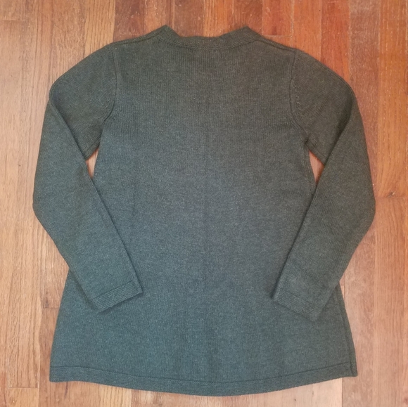 Women's Soft Surroundings Size XS Knit Sydney Sweater, Olive Heather Wool Blend - Picture 2 of 6